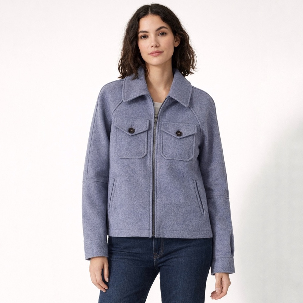 Anthropologie Avec Les Filles Zip-Up Utility Blue Gray Jacket Size XS / S